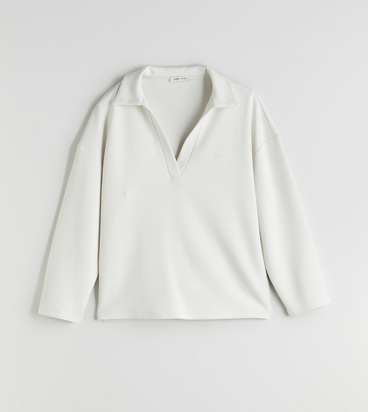 Solid Collared Sweatshirt