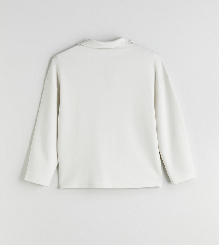 Solid Collared Sweatshirt