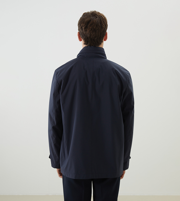 Solid Standard Fit Funnel Neck Jacket