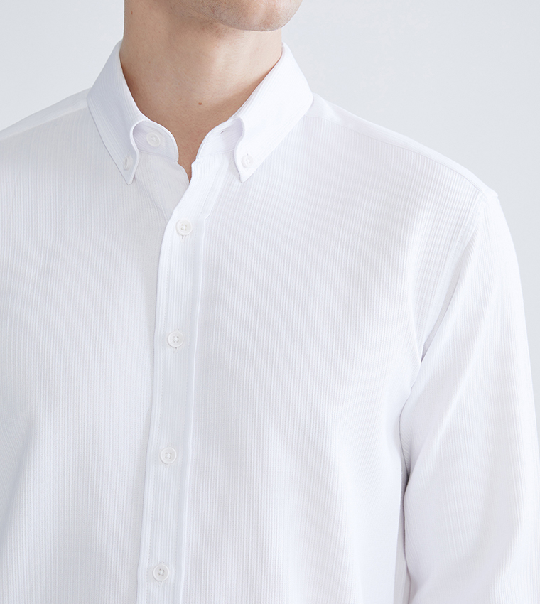 Solid Long Sleeves Regular Fit Dobby Shirt