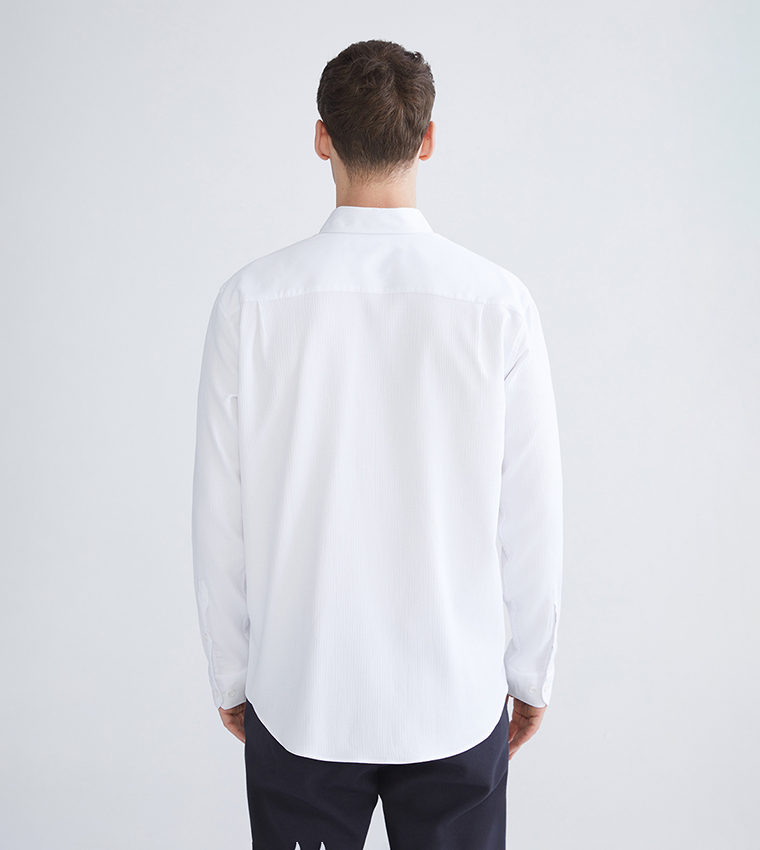 Solid Long Sleeves Regular Fit Dobby Shirt
