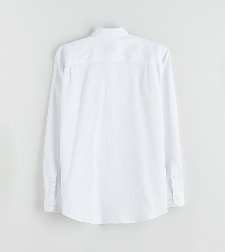 Solid Long Sleeves Regular Fit Dobby Shirt
