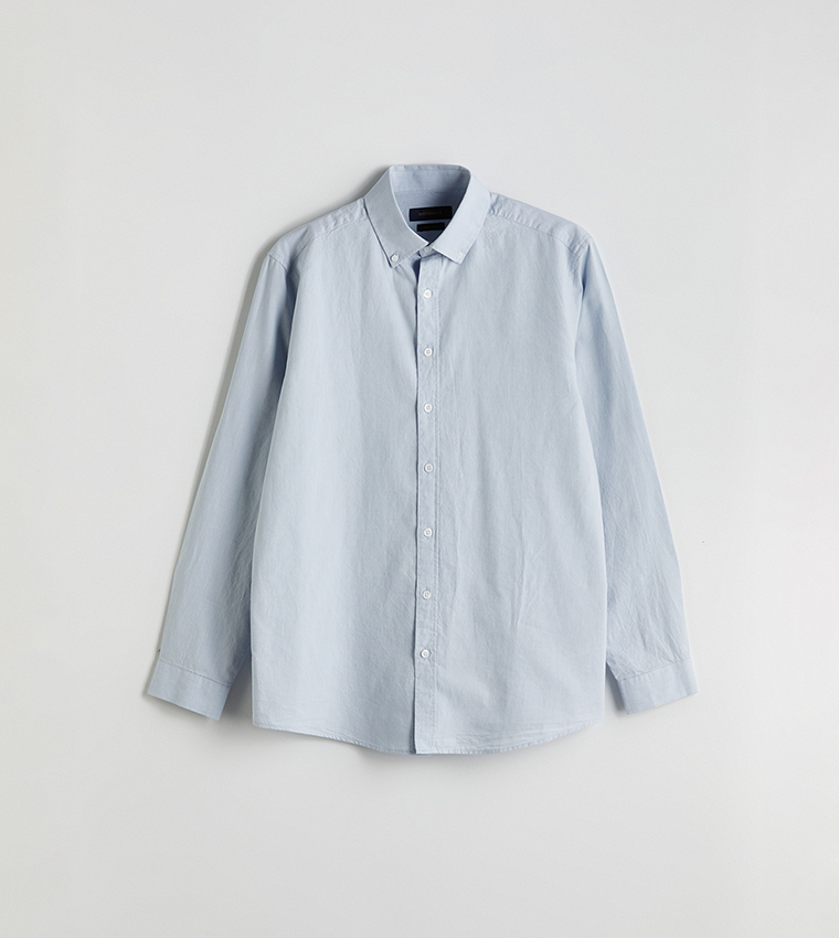 Solid Slim Fit Long Sleeves Oxford Shirt