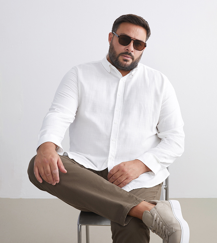 SOUTHBLUE Solid Long Sleeves Poplin Shirt