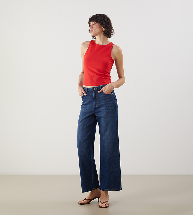 Washed High Waist Wide Leg Jeans
