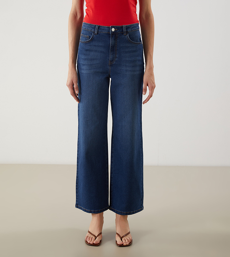 Washed High Waist Wide Leg Jeans