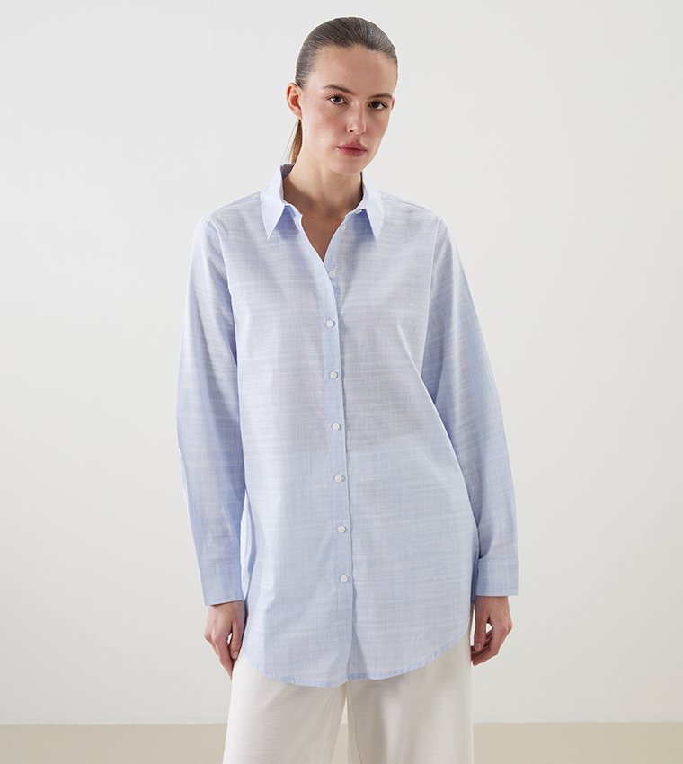 Long Sleeves Poplin Tunic Shirt