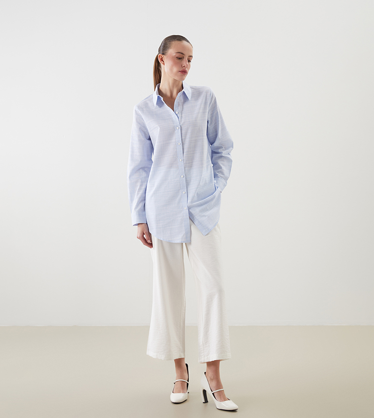 Long Sleeves Poplin Tunic Shirt
