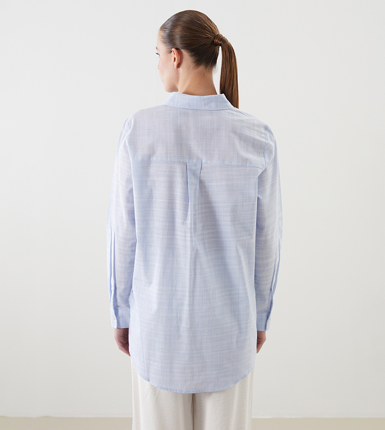 Long Sleeves Poplin Tunic Shirt