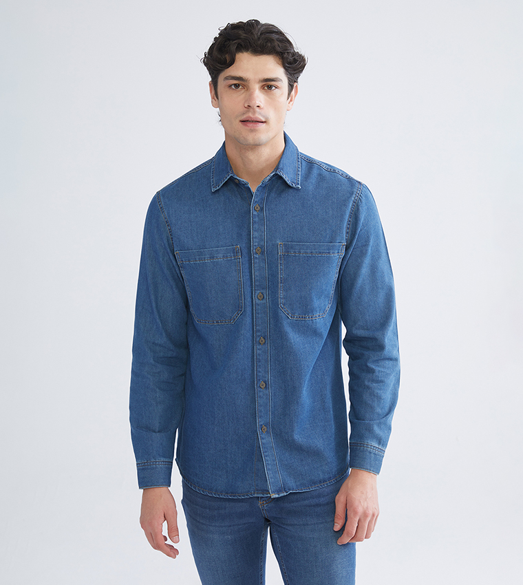 Washed Long Sleeves Denim Shirt