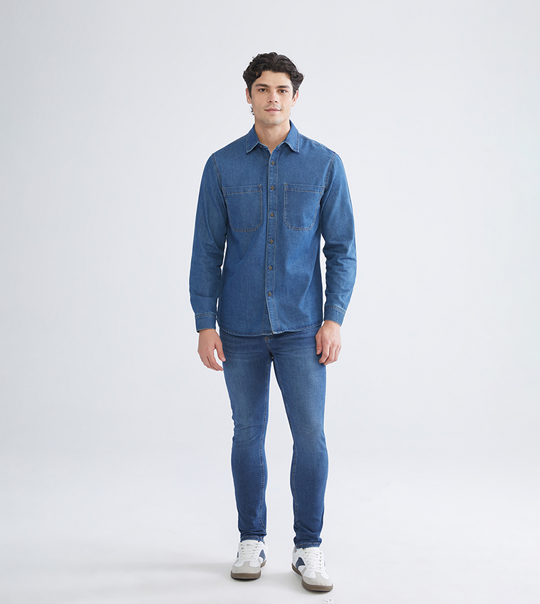 Washed Long Sleeves Denim Shirt