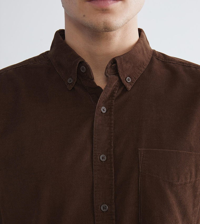 Regular Fit Long Sleeves Velvet Shirt