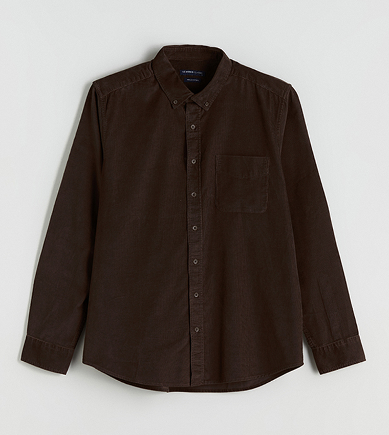 Regular Fit Long Sleeves Velvet Shirt