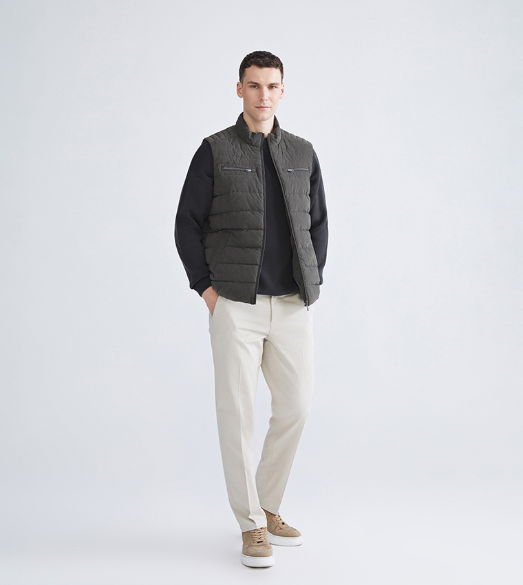 Zippered High Neck Puffer Gilet