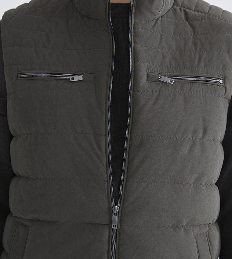 Zippered High Neck Puffer Gilet