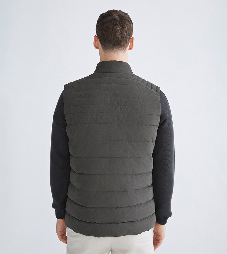 Zippered High Neck Puffer Gilet