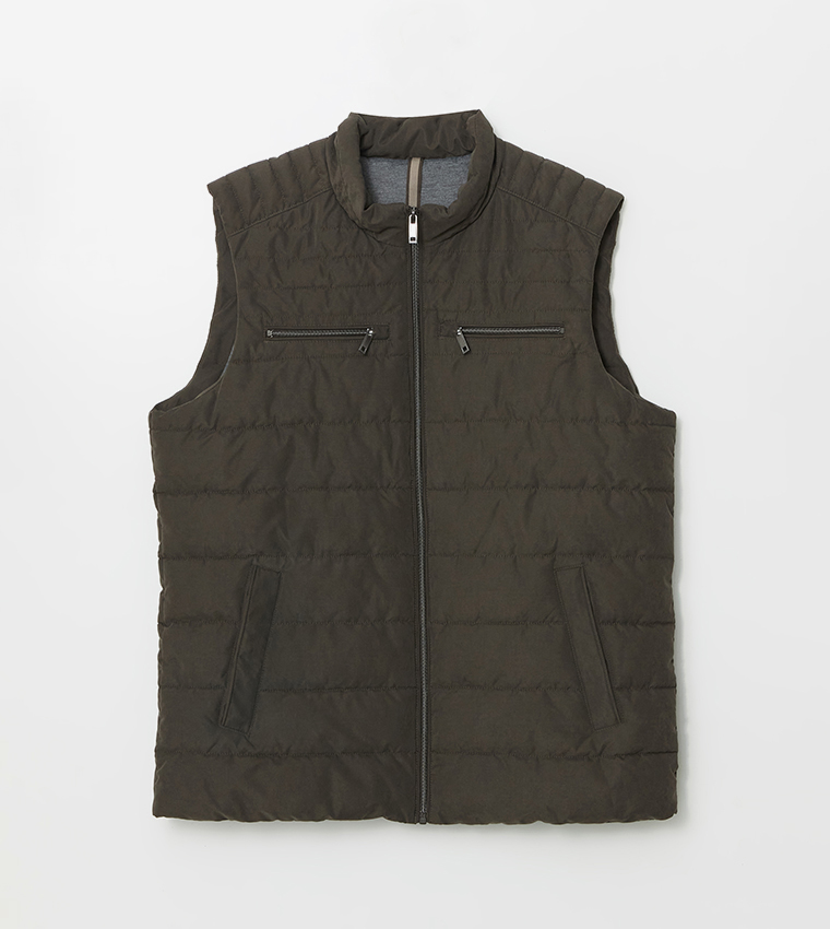 Zippered High Neck Puffer Gilet