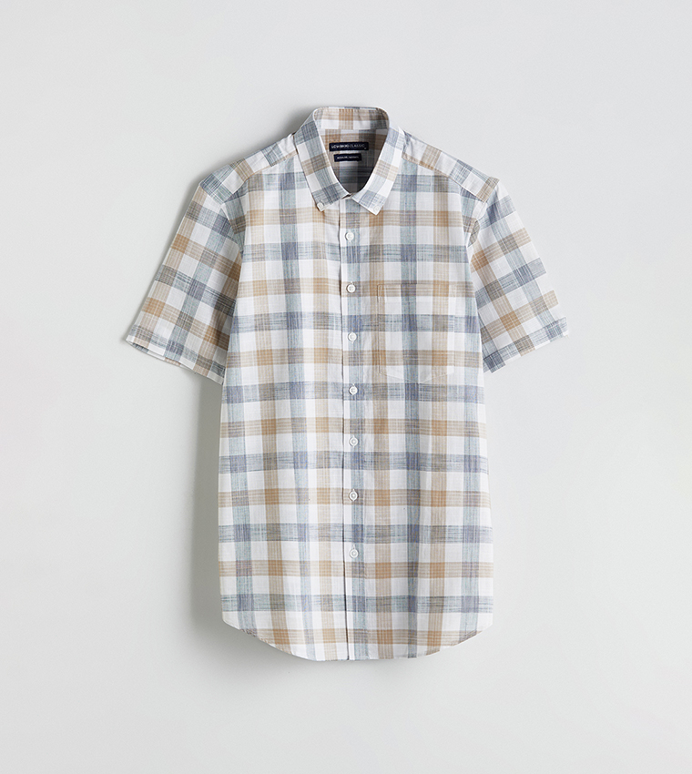 Plaid Short Sleeves Poplin Shirt