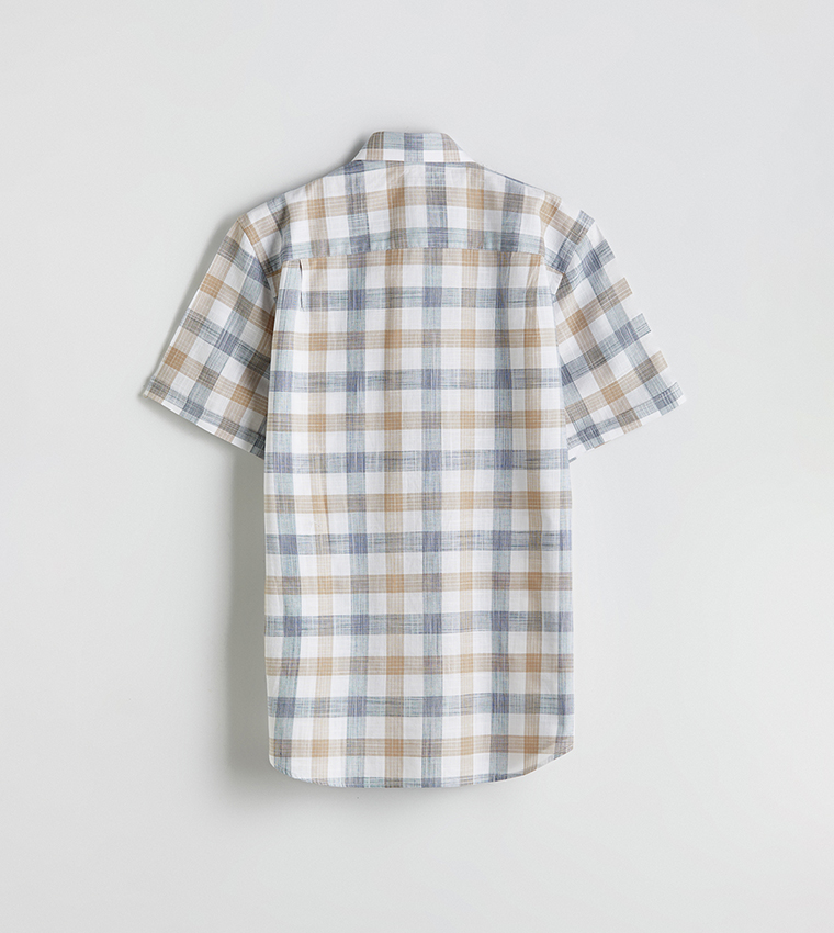 Plaid Short Sleeves Poplin Shirt