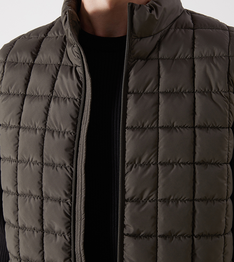 Zippered High Neck Puffer Gilet