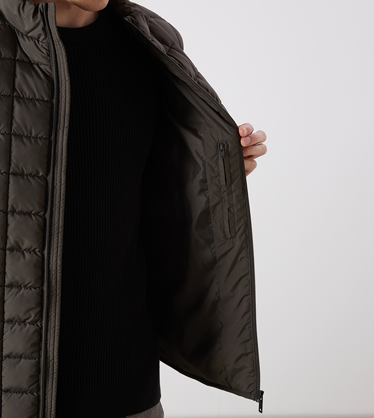 Zippered High Neck Puffer Gilet