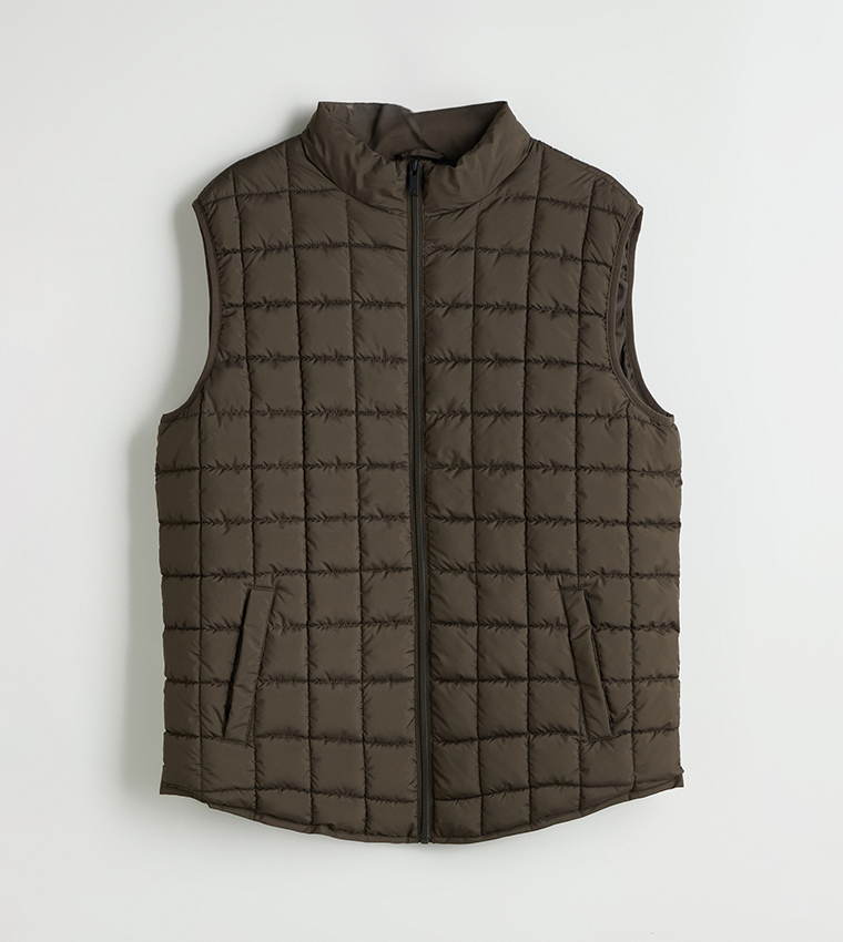 Zippered High Neck Puffer Gilet