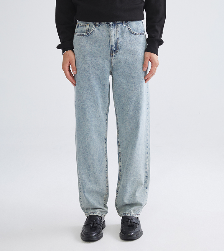 Washed Straight Fit Jeans