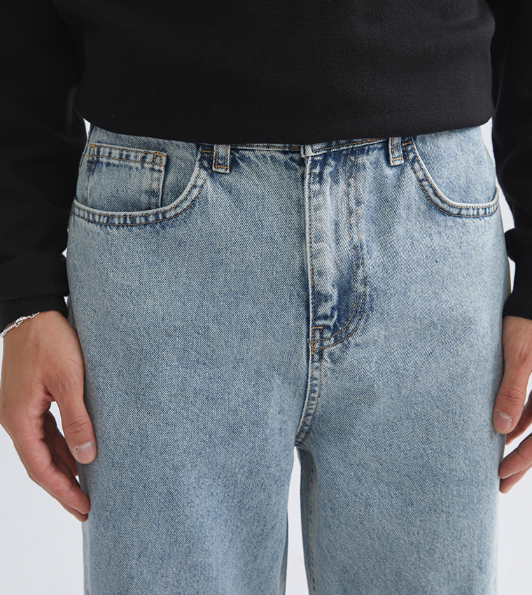 Washed Straight Fit Jeans