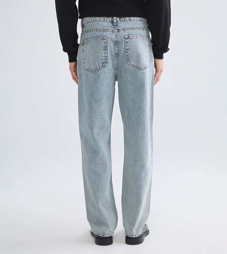 Washed Straight Fit Jeans