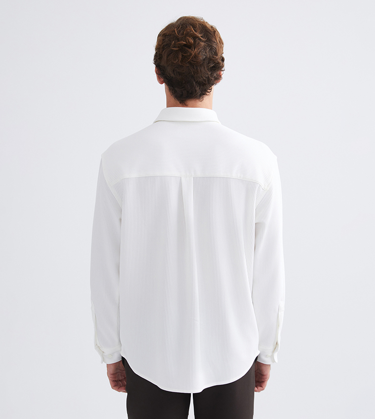 Textured Slim Fit Long Sleeves Shirt