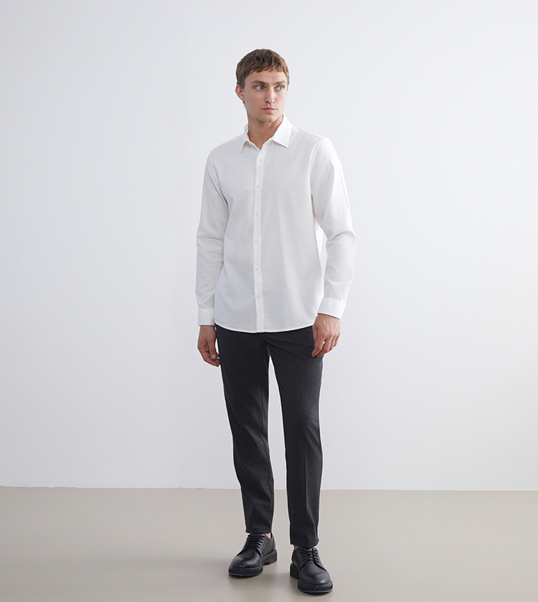 Self Patterned Long Sleeves Shirt
