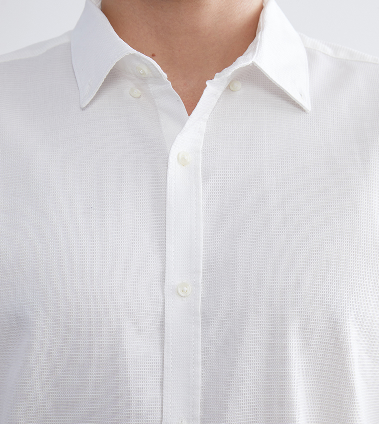 Self Patterned Long Sleeves Shirt
