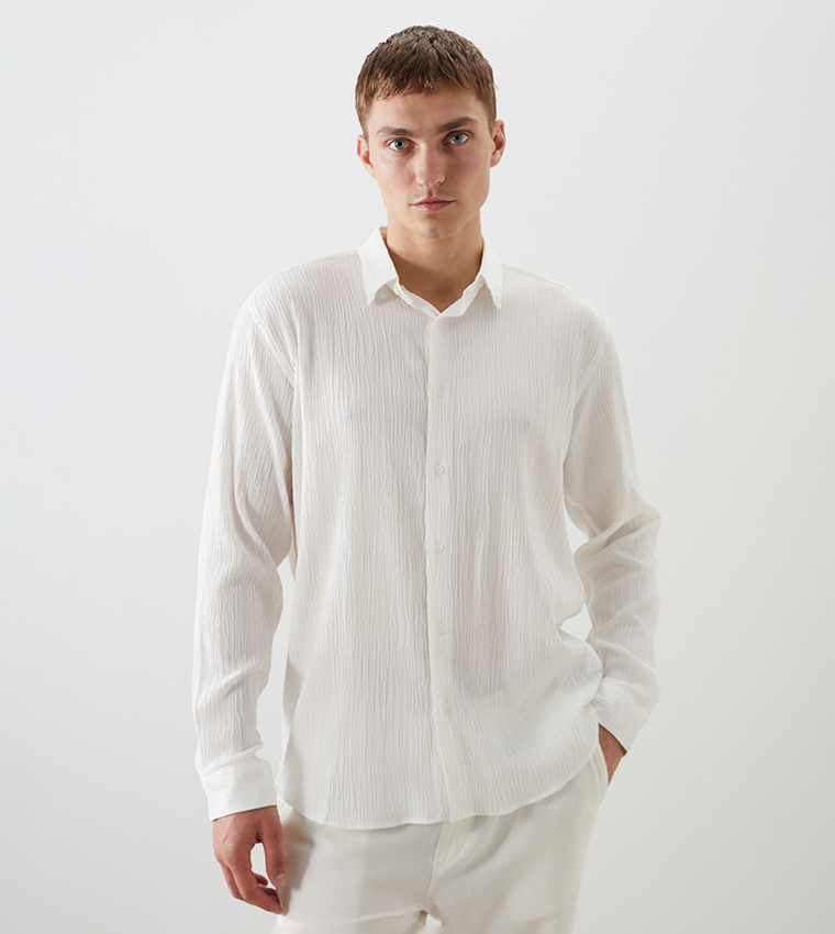 Textured Long Sleeves Regular Fit Shirt