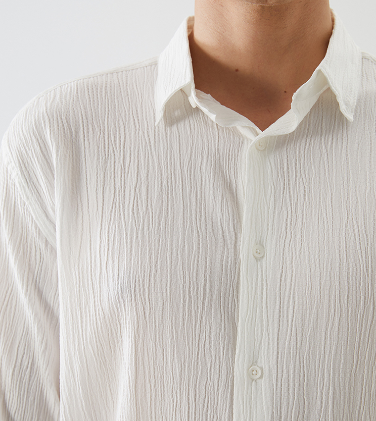 Textured Long Sleeves Regular Fit Shirt