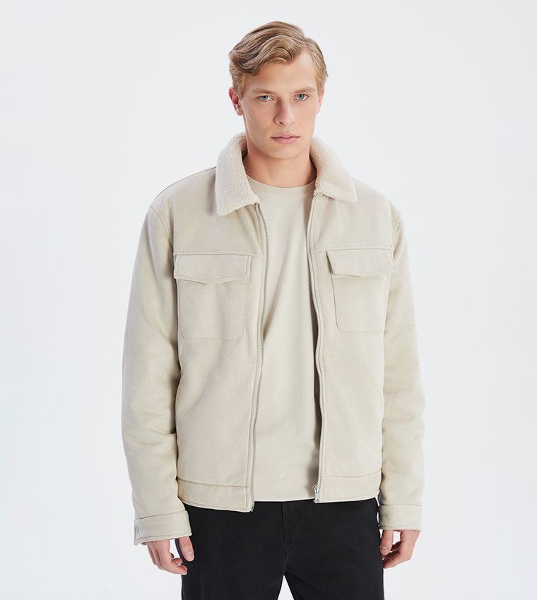 جاكيت شامواه سادة كم طويل 