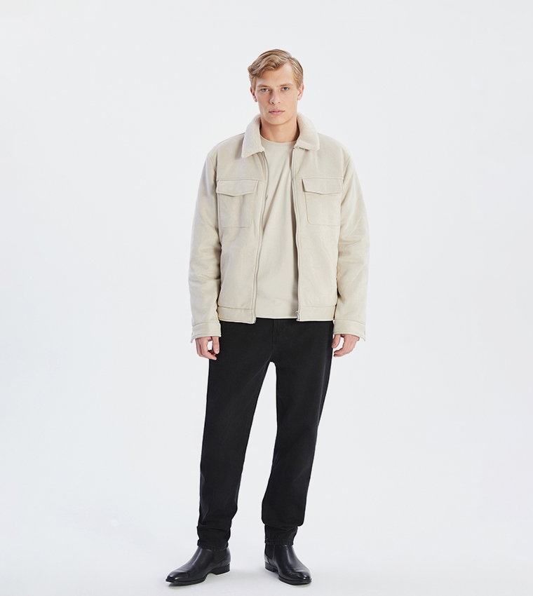 جاكيت شامواه سادة كم طويل 