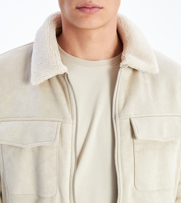 جاكيت شامواه سادة كم طويل 