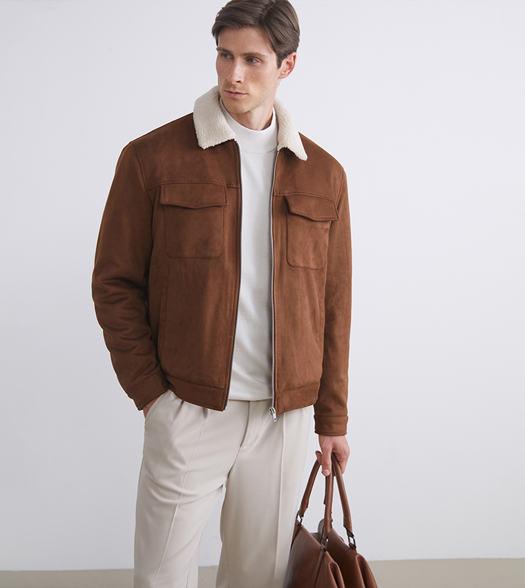 جاكيت شامواه سادة كم طويل 