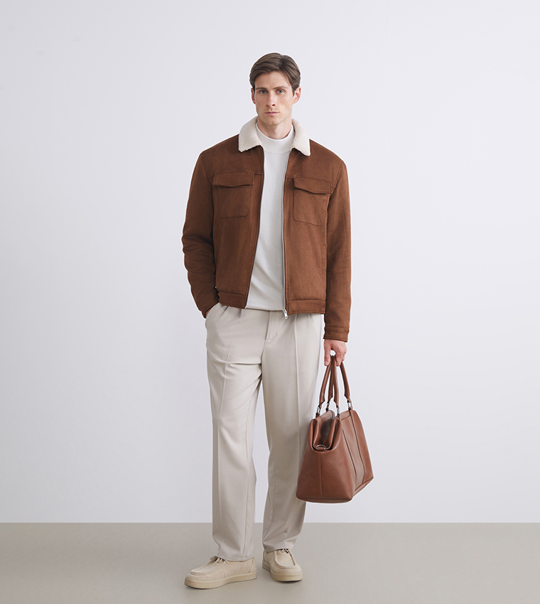 جاكيت شامواه سادة كم طويل 