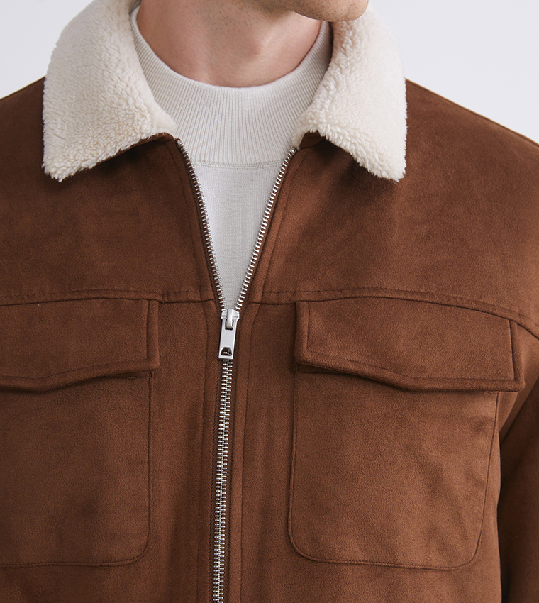 جاكيت شامواه سادة كم طويل 