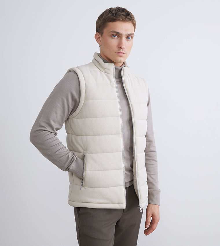 Zippered High Neck Puffer Gilet