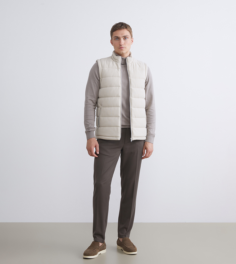 Zippered High Neck Puffer Gilet