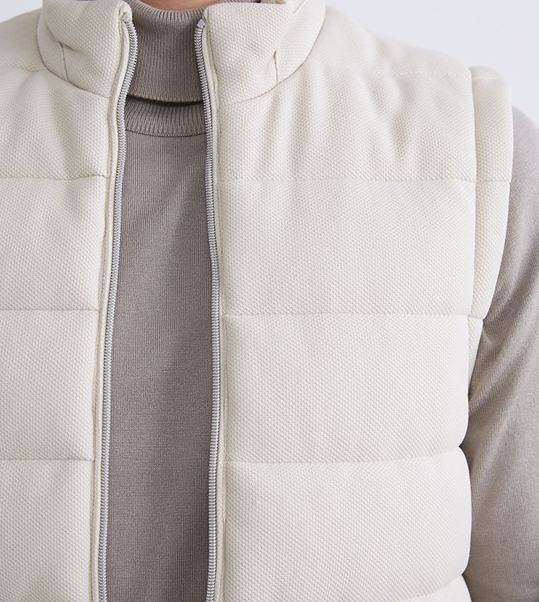 Zippered High Neck Puffer Gilet