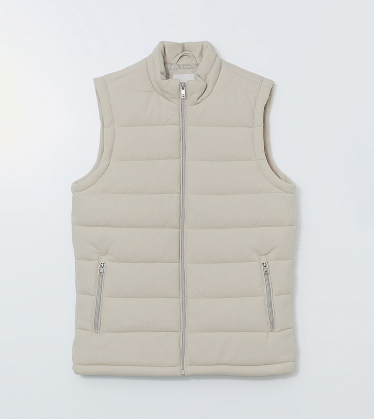 Zippered High Neck Puffer Gilet