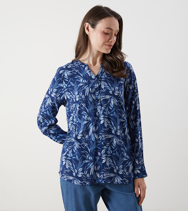 Floral V-Neck Long Sleeves Top