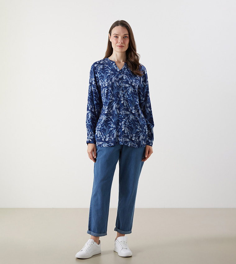 Floral V-Neck Long Sleeves Top