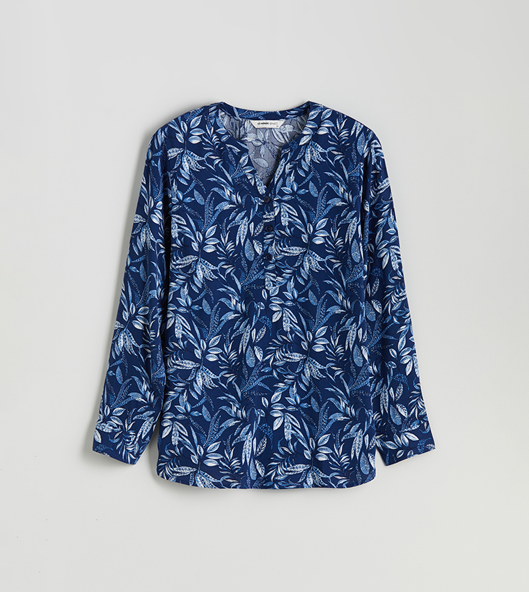 Floral V-Neck Long Sleeves Top