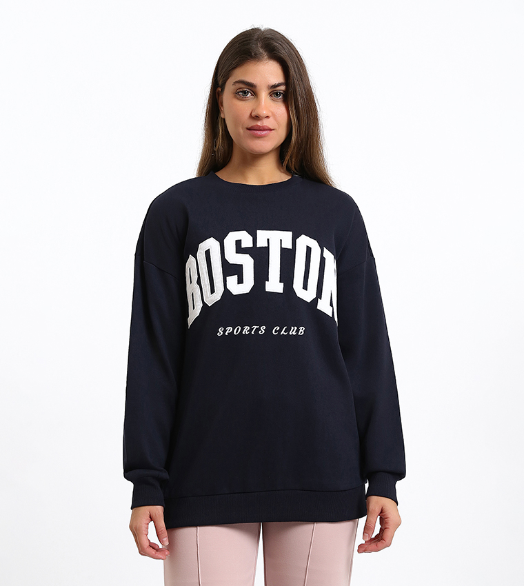 Embroidered Crew Neck Sweatshirt
