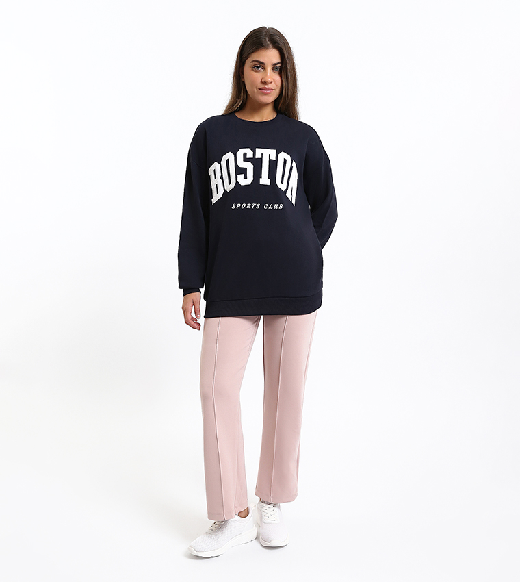 Embroidered Crew Neck Sweatshirt