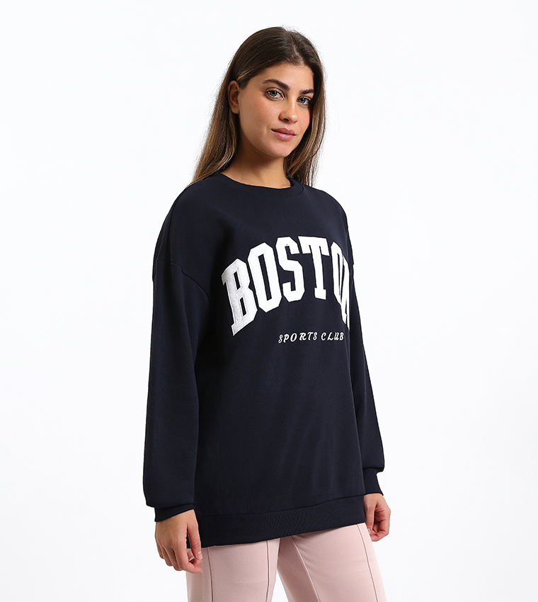 Embroidered Crew Neck Sweatshirt